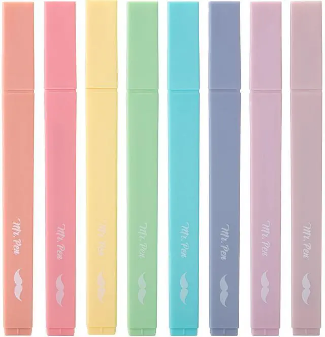 Main image of Aesthetic Highlighters No Bleed, 8 Pack, Candy Colors