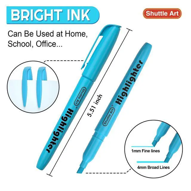 Alt view image 3 of 7 - Highlighters, 30 Pack Highlighters Assorted Colors, 10 Colors Chisel Tip Dry-Quickly Non-Toxic Highlighter Markers for Adults Students Highlighting in Home School Office