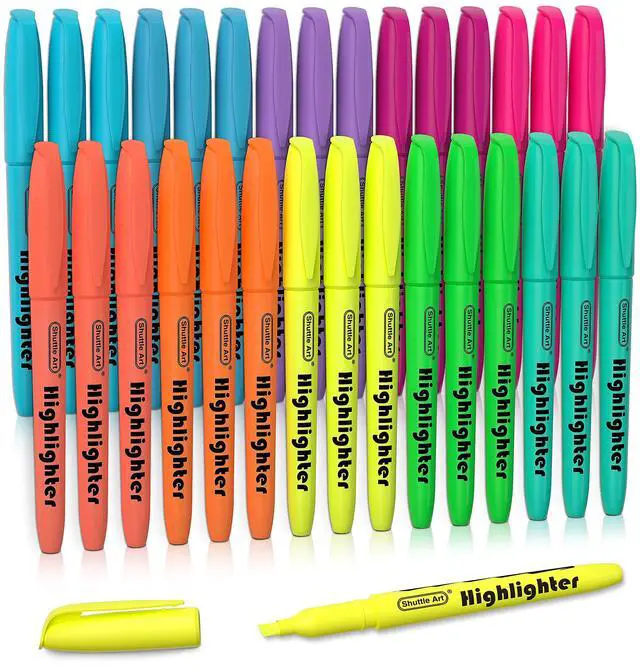 Main image of Highlighters, 30 Pack Highlighters Assorted Colors, 10 Colors Chisel Tip Dry-Quickly Non-Toxic Highlighter Markers for Adults Students Highlighting in Home School Office
