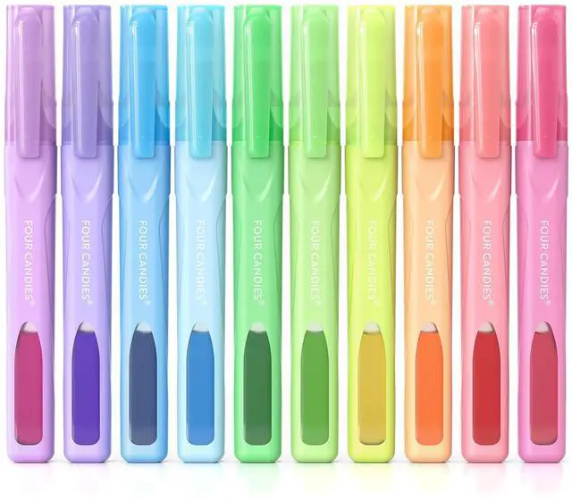 Main image of Highlighters Assorted Colors, Liquid Highlighter with Clear View Design, Soft Chisel Tip, Classic Colors, 10 Pcs No Bleed Cute Highlighters