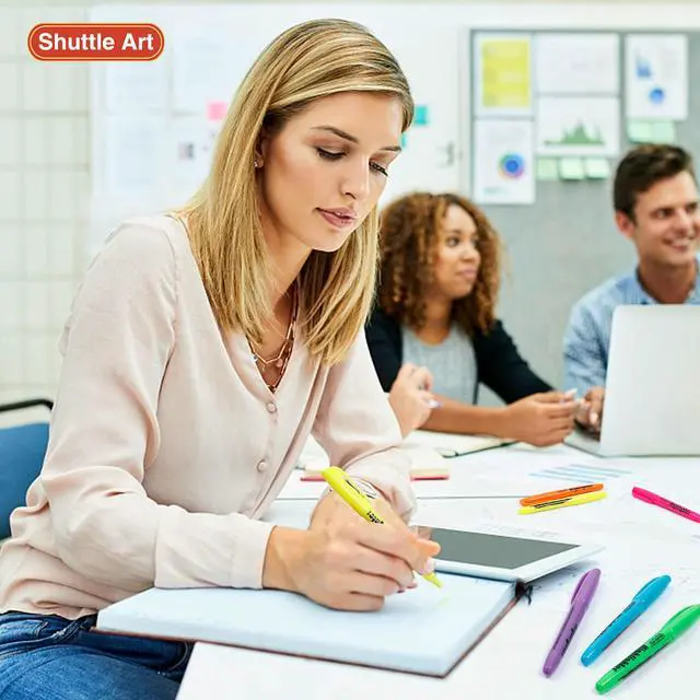Alt view image 7 of 7 - Highlighters, 30 Pack Highlighters Assorted Colors, 10 Colors Chisel Tip Dry-Quickly Non-Toxic Highlighter Markers for Adults Students Highlighting in Home School Office