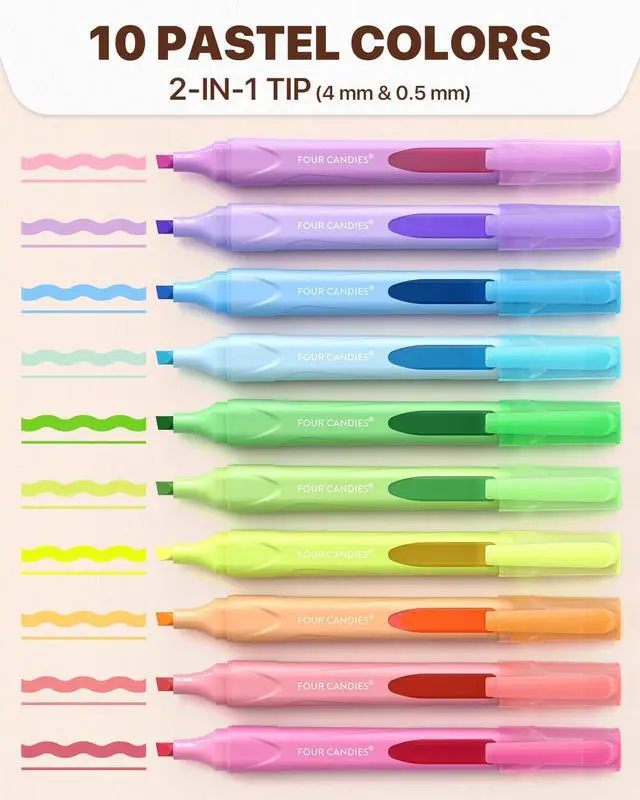 Alt view image 2 of 7 - Highlighters Assorted Colors, Liquid Highlighter with Clear View Design, Soft Chisel Tip, Classic Colors, 10 Pcs No Bleed Cute Highlighters