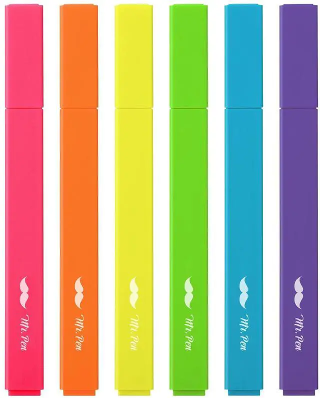 Main image of Aesthetic Highlighters No Bleed, 6 Pack, Assorted Colors