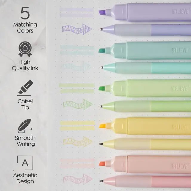 Alt view image 2 of 7 - Aesthetic Highlighters and Gel Pens With Soft Ink and Chisel Tip, Bible Highlighters and Pens No Bleed, Dry Fast Easy to Hold, for Bible Journaling Planner School Supplies (CANDY)