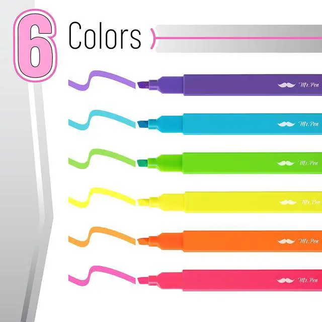 Alt view image 2 of 7 - Aesthetic Highlighters No Bleed, 6 Pack, Assorted Colors