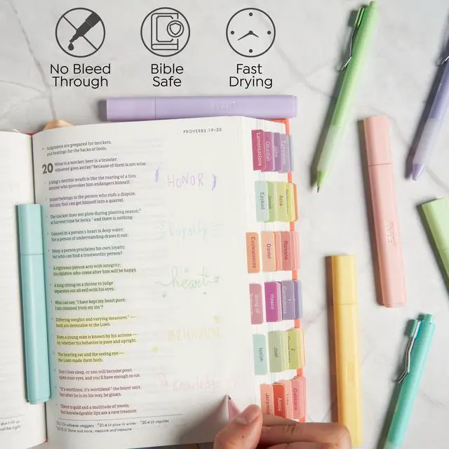 Alt view image 3 of 7 - Aesthetic Highlighters and Gel Pens With Soft Ink and Chisel Tip, Bible Highlighters and Pens No Bleed, Dry Fast Easy to Hold, for Bible Journaling Planner School Supplies (CANDY)