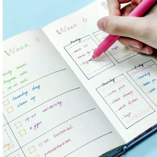 Alt view image 5 of 7 - 8PCS Curve Highlighter Pen for Note Taking, Dual Tip Pens with 8 Different Curve Shapes & 8 Colors Fine Lines, Colored Curve Pens Set for Kids Journaling Back to School Supplies