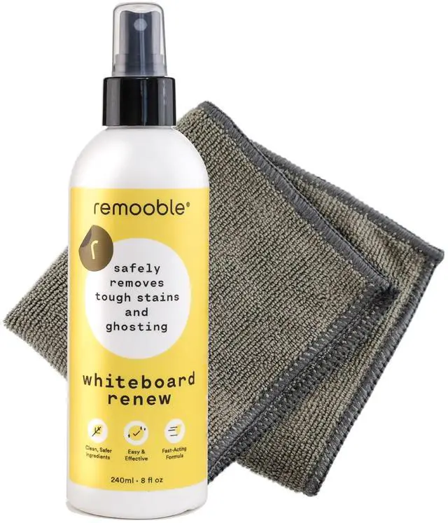 Main image of Dry Erase Whiteboard Cleaner Spray & Microfiber Cleaning Cloth - Safely Removes Tough Stains and Ghosting, 8 oz.