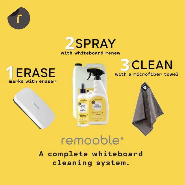 Alt view image 6 of 7 - Dry Erase Whiteboard Cleaner Spray & Microfiber Cleaning Cloth - Safely Removes Tough Stains and Ghosting, 8 oz.