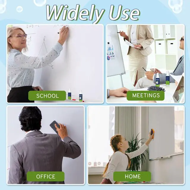 Alt view image 6 of 7 - 8 Pack Whiteboard Cleaner 3.4 fl oz Whiteboard Cleaning Spray Dry Erase Board Liquid Cleaner with 8 Pack Magnetic Chalkboard Board Erasers White Board Eraser for Classrooms, Home, Office