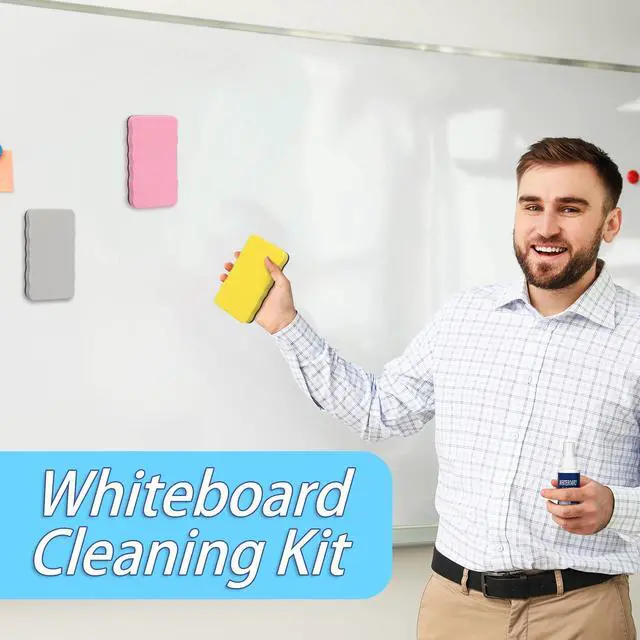 Alt view image 7 of 7 - 8 Pack Whiteboard Cleaner 3.4 fl oz Whiteboard Cleaning Spray Dry Erase Board Liquid Cleaner with 8 Pack Magnetic Chalkboard Board Erasers White Board Eraser for Classrooms, Home, Office