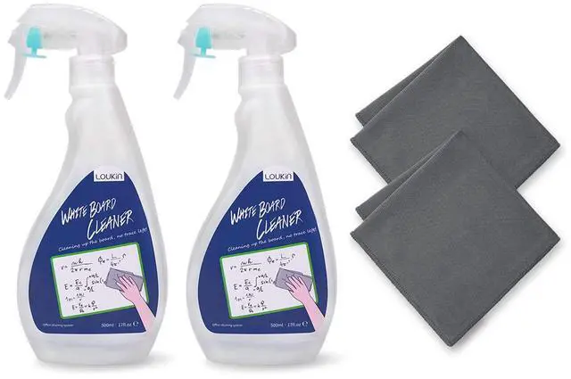 Main image of Non-Toxic Whiteboard Cleaner, 17 fl oz Dry Erase Board Cleaner, Low-Odor Whiteboard Cleaning Spray with Cloths, Removes Stubborn Marks from Whiteboards, Chalkboard (2-Pack)