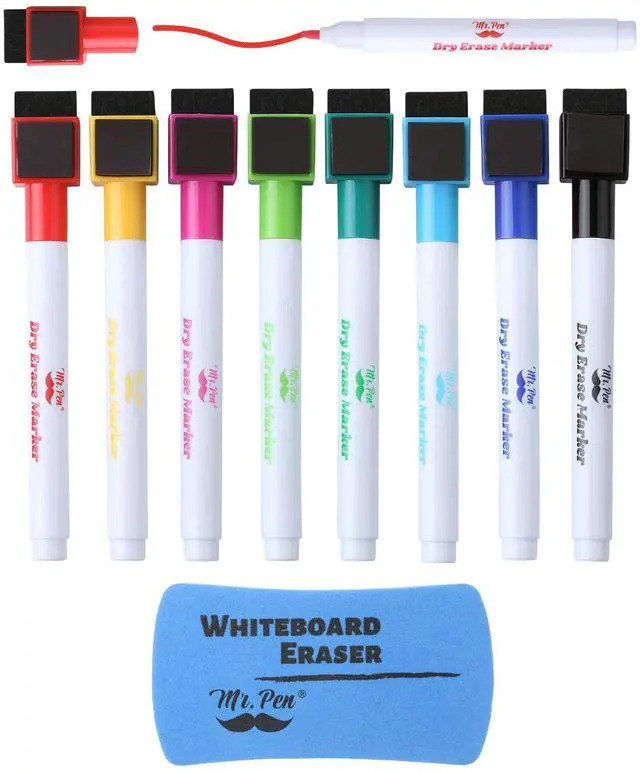 Main image of Magnetic Dry Erase Markers, 8 Pack with Whiteboard Eraser
