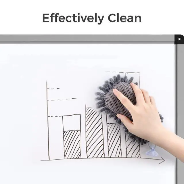 Alt view image 2 of 7 - Shag Dry Erase Eraser (3.4 Fl Oz Whiteboard Cleaner Included), Whiteboard Eraser with Suction Cup, Microfiber, Washable, for Classroom, Home and Office Use, Grey