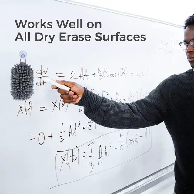 Alt view image 7 of 7 - Shag Dry Erase Eraser (3.4 Fl Oz Whiteboard Cleaner Included), Whiteboard Eraser with Suction Cup, Microfiber, Washable, for Classroom, Home and Office Use, Grey