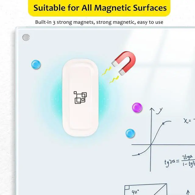 Alt view image 3 of 7 - Magnetic Dry Erase Eraser, 2 Pack, for Glass Board, Calendar, Whiteboard, Office and School Supplies (Pure White)