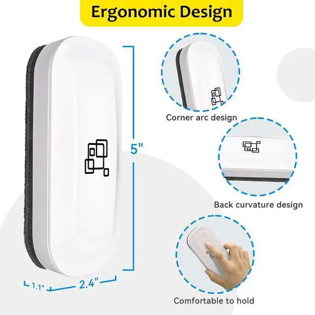 Alt view image 6 of 7 - Magnetic Dry Erase Eraser, 2 Pack, for Glass Board, Calendar, Whiteboard, Office and School Supplies (Pure White)