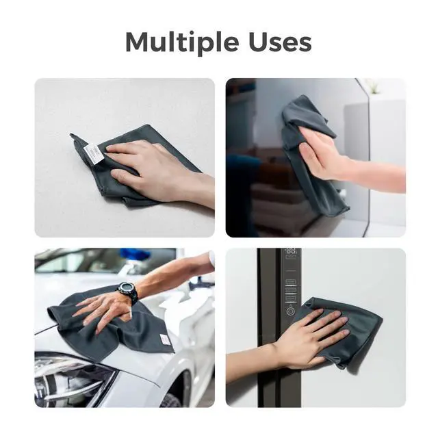 Alt view image 4 of 7 - 2 Pack Whiteboard Cleaning Cloth, Dry Erase Cleaning Cloth for Classroom, Home and Office Use, Reusable and Washable, Grey, 12" x 12"