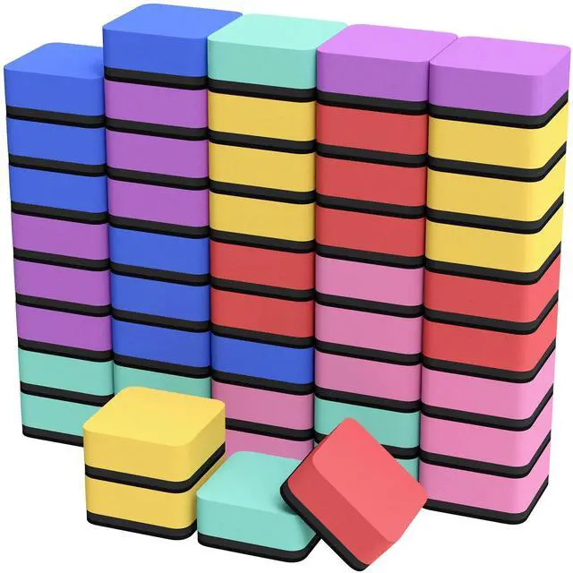 Main image of Dry Erase Erasers, 48 Pack Magnetic Whiteboard Erasers, 6 Colors