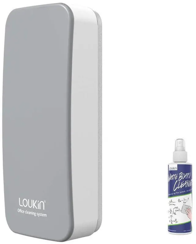 Main image of Magnetic Dry Erase Eraser, Whiteboard Eraser, Glass Board Remover, 3.4 fl oz Whiteboard Cleaner Included, for Classroom, Home and Office Use (Grey)