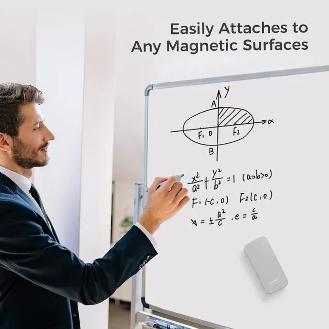 Alt view image 6 of 7 - Magnetic Dry Erase Eraser, Whiteboard Eraser, Glass Board Remover, 3.4 fl oz Whiteboard Cleaner Included, for Classroom, Home and Office Use (Grey)