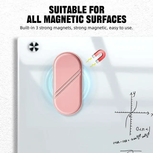 Alt view image 5 of 7 - Dry Erase Board Eraser, Magnetic Detachable Whiteboard Eraser 2-Pack, White Board Erasers for Classroom, Glass Board Cleaner, Dry Erase Marker Eraser for Office School Home (Pink)