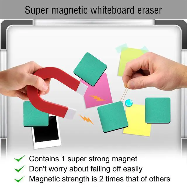 Alt view image 5 of 6 - Mini Dry Erase Erasers, 48 Pack Magnetic Whiteboard Dry Erasers Chalkboard Cleaner Wiper for Kids and Classroom Teacher Supplies, Home and Office (2 x 2 Inch) Green