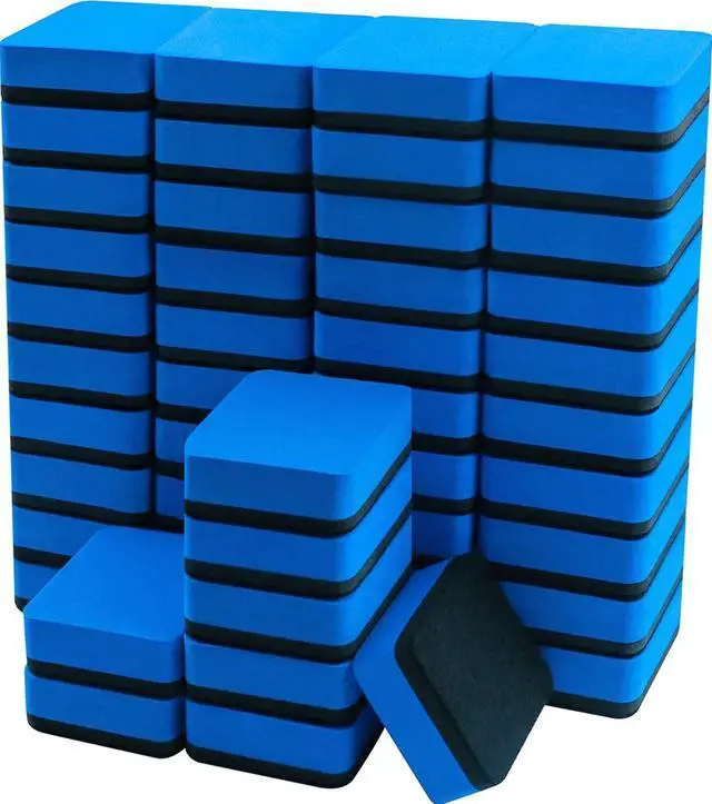 Main image of Dry Erase Eraser, 48 Pack Mini Magnetic Whiteboard Erasers for Kids, Students, Classroom, Teacher Supplies, Home and Office (Blue, 2 x 2 x 0.79 Inch)