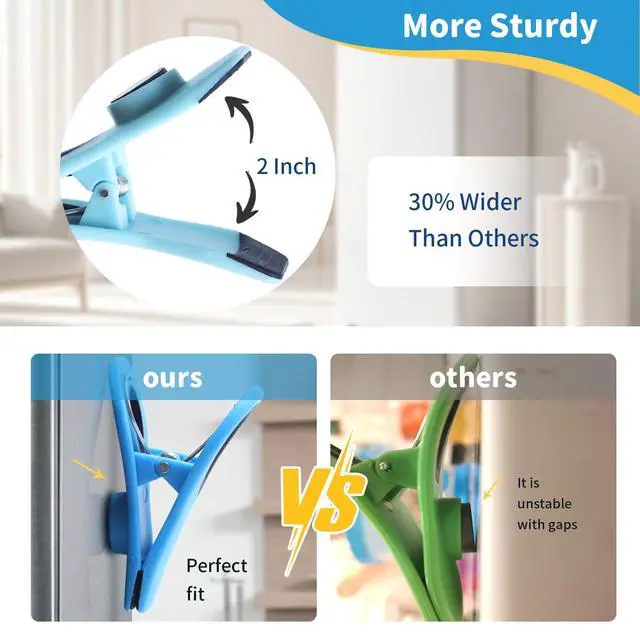 Alt view image 2 of 7 - 12 Pack Chip Clips Bag Clip, Magnetic Food Clip for Chips, Bread, Snacks, Kitchen, Refrigerator, Clothes Pins Multicolor