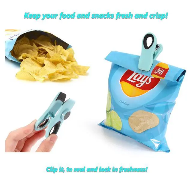 Alt view image 4 of 7 - 12 Pack Chip Clips Bag Clip, Magnetic Food Clip for Chips, Bread, Snacks, Kitchen, Refrigerator, Clothes Pins Multicolor