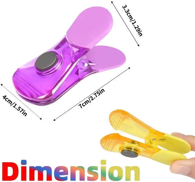 Alt view image 2 of 7 - Bag Clips, 12 Pack Chip Clips, Magnetic Bag Clip for Food Snacks Bread Storage Heavy Duty, Plastic Assorted Colors Refrigerator Magnet Air-Tight Package Clip Clothes Pins for Home Kitchen