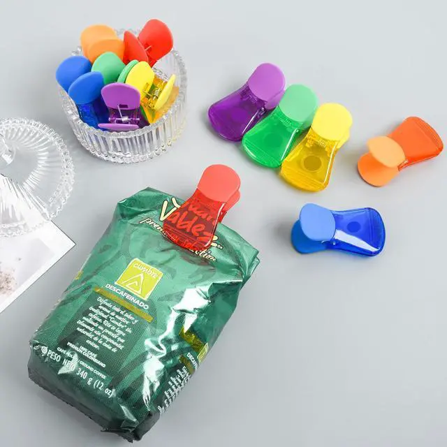 Alt view image 6 of 7 - Bag Clips, 12 Pack Chip Clips, Magnetic Bag Clip for Food Snacks Bread Storage Heavy Duty, Plastic Assorted Colors Refrigerator Magnet Air-Tight Package Clip Clothes Pins for Home Kitchen