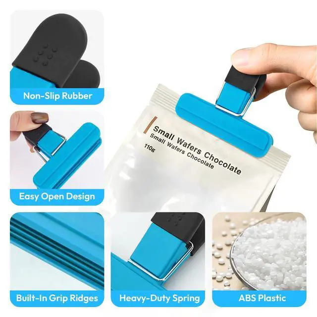 Alt view image 3 of 7 - Chip Clips, 12 Pack Colors Heavy Duty Seal Grip Plastic Food Clip for Snack, Wide Open Bag Clips for Food Storage (3 inch x 2.5 inch)
