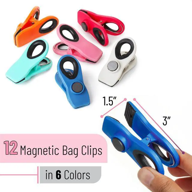 Alt view image 2 of 7 - Magnetic Bag Clips, 12 Pack, Assorted Colors, Bag Clips