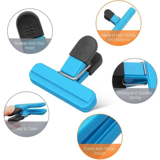 Alt view image 2 of 7 - 9 Pack Large Chip Bag Clips Assorted Sizes Food Bag Clips Plastic Heavy Seal Grip, 3 Colors