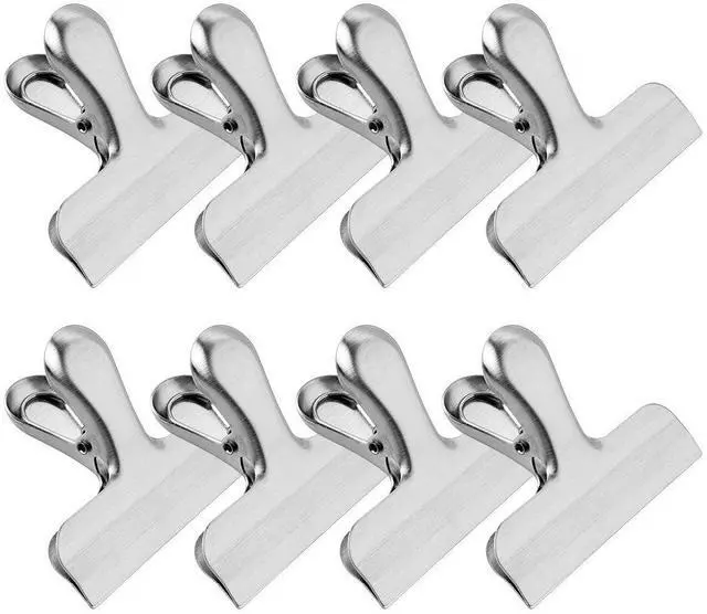 Main image of Chip Clips & Stainless Steel Heavy-Duty Food Bag Clips 8 Packs - Large and Durable with 3 Inch Wide, Perfect for Air Tight Seal Grips on Coffee,Food & Bread Bags,Office Kitchen Home Usage
