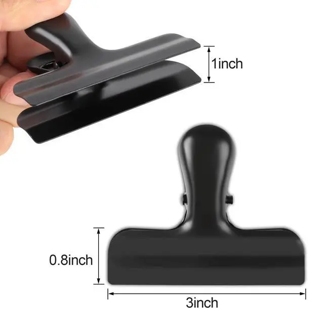 Alt view image 7 of 7 - 6 Pack Bag Clips, Stainless Steel Chip Clip, Black Chip Clips Bag Clips Food Clips, Bag Clips for Food, Heavy Duty Air Tight Seal Kitchen Clips Snack Clips Food Bag Clamp Clips