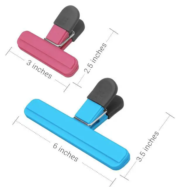 Alt view image 3 of 7 - 9 Pack Large Chip Bag Clips Assorted Sizes Food Bag Clips Plastic Heavy Seal Grip, 3 Colors
