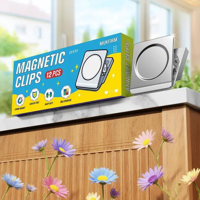 Alt view image 7 of 7 - 12 Pack Large Magnetic Clips Heavy Duty, Strong Magnet Clips for Notes, Fridge Magnets, Refrigerator Magnets Clip for Organization, Chip Clip Magnets for Whiteboard, Classroom, Cruise, Office