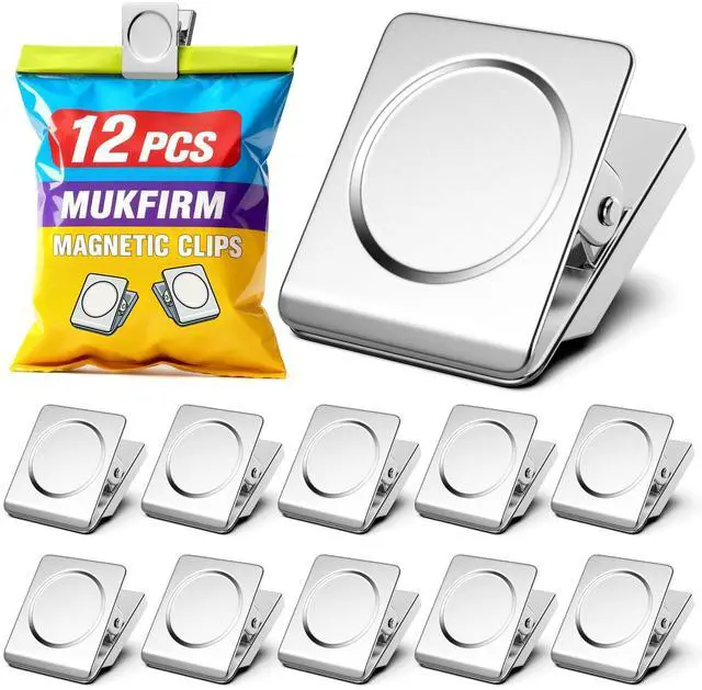 Main image of 12 Pack Large Magnetic Clips Heavy Duty, Strong Magnet Clips for Notes, Fridge Magnets, Refrigerator Magnets Clip for Organization, Chip Clip Magnets for Whiteboard, Classroom, Cruise, Office