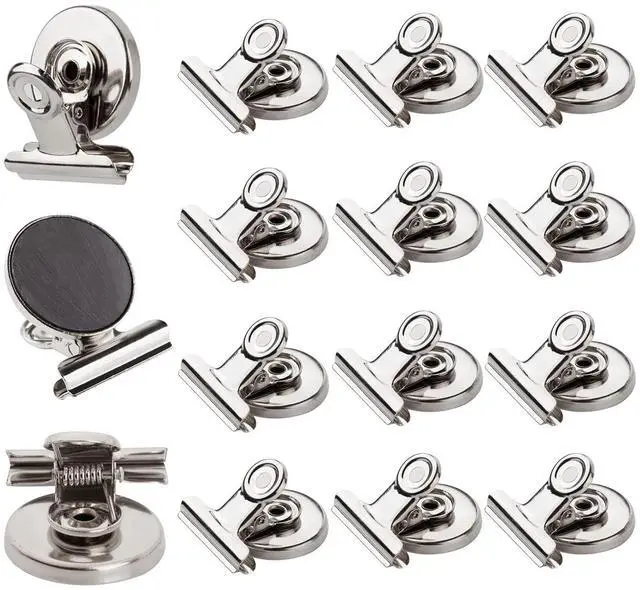 Main image of Strong Magnetic Clips - Heavy Duty Refrigerator Magnet Clips - 31mm Wide 12Pack Scratch Safe - Clip Magnets Best for House Office School Use, Hanging Home Decoration, Photo Displays