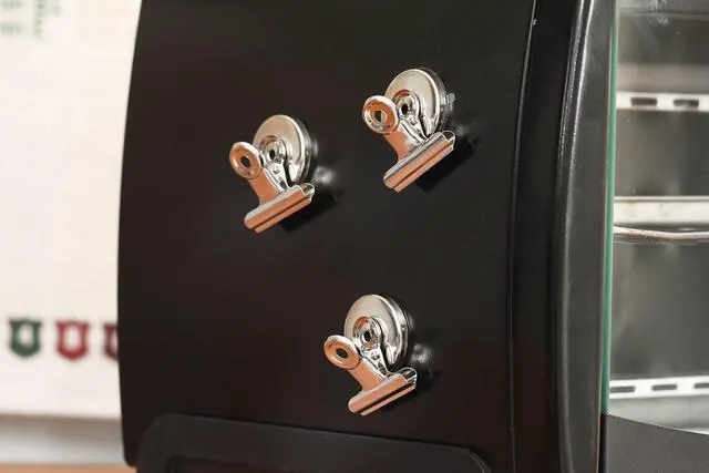Alt view image 5 of 7 - Strong Magnetic Clips - Heavy Duty Refrigerator Magnet Clips - 31mm Wide 12Pack Scratch Safe - Clip Magnets Best for House Office School Use, Hanging Home Decoration, Photo Displays