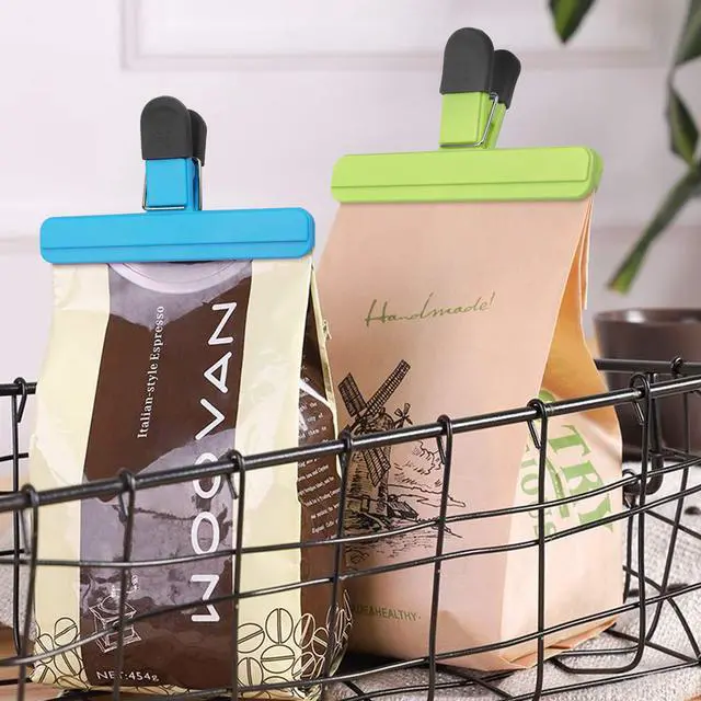 Alt view image 6 of 7 - 9 Pack Large Chip Bag Clips Assorted Sizes Food Bag Clips Plastic Heavy Seal Grip, 3 Colors