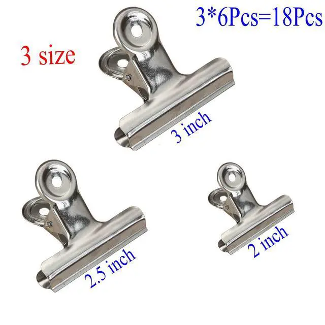 Alt view image 3 of 6 - 18 Pack Stainless Steel Chip Bag Clips Heavy Duty Food Bags Clamp Clips for Kitchen Office School, 3 Sizes(3In, 2.5In, 2In)