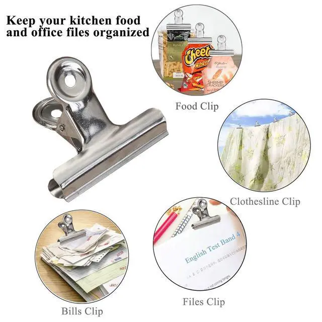 Alt view image 4 of 6 - 18 Pack Stainless Steel Chip Bag Clips Heavy Duty Food Bags Clamp Clips for Kitchen Office School, 3 Sizes(3In, 2.5In, 2In)