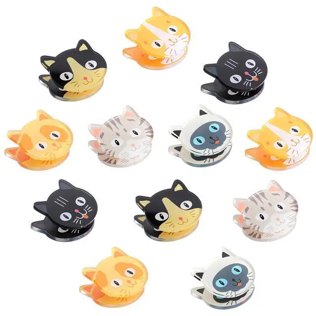 Alt view image 7 of 7 - 12 Pcs Cute Cat Chip Clips Kitten Bag Clips Multipurpose Kitten Snack Chip Sealer Cute Cat Party Supplies for Photos Notepaper Kitchen Gadgets