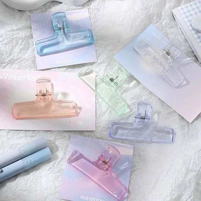 Alt view image 4 of 7 - 16 Pcs Clear Binder Clips, Plastic Bag Clip, Acrylic Paper Photo Food Clamps, Wide Mouth Seal Clamp, Transparent Air Tight Sealing Binders for School, Office and Kitchen Storage, 8 Colors