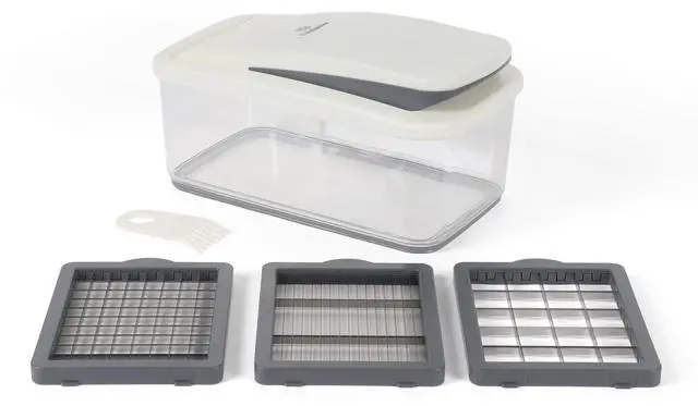 Main image of Vegetable Chopper, 5-in-1 Food Chopper with Container, Manual Vegetable Dicer with Interchangeable Stainless Steel Blades for Slicing, Chopping & Meal Prep