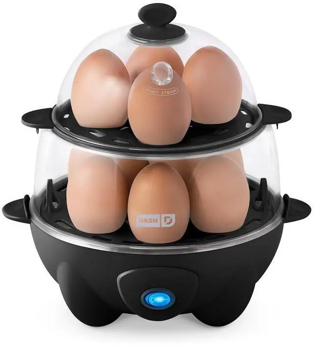 Main image of Egg Cooker - Boiler, Poacher & Steamer - Includes Measuring & Recipe Guide - Dishwasher Safe - Holds 12 Eggs, Black