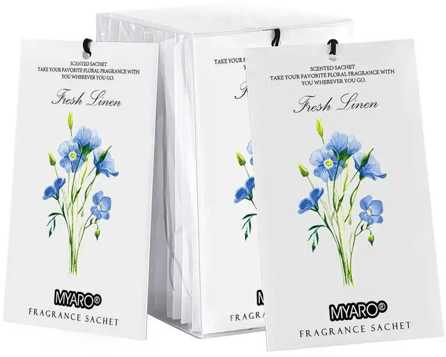 Main image of 12 Pack Fresh Linen Scented Sachets for Drawer, Closet & Car Air Freshener Bags | Odor Eliminator & Fabric Refresher | Crisp, Clean Home Fragrance Gift Set